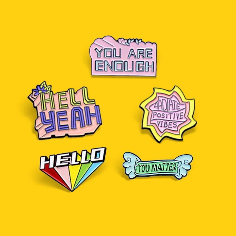 Lapel Pins Rainbow Banner HELLO,YOU MATTER,Brooches Badges Fashion Pins Gifts Wholesale Jewelry Greetings Slogan Enamel