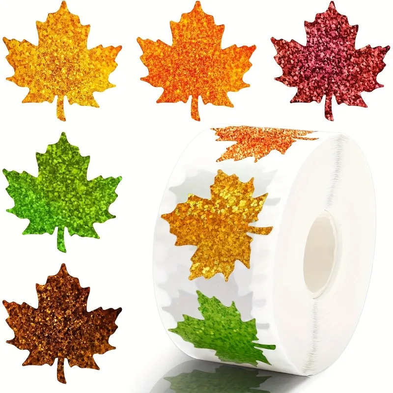 500pcs Maple Leaf Window Stickers, Window Glass Decorative Stickers, Autumn Leaf Window Decorations, Reusable Window Stickers