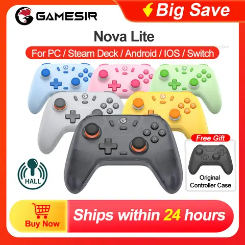 Gamesir Nova Lite 스위치 컨트롤러 PC 게임 패드 Bluetooth 홀 효과 조이스틱 새로운 색상 방법 6 색상 사용 가능