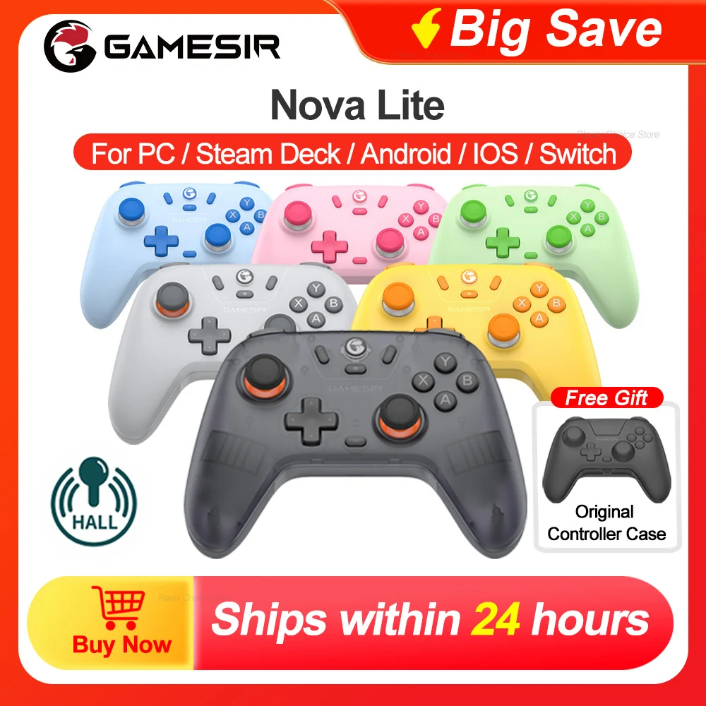 Gamesir Nova Lite Nintendo Switch Controller PC Gamepad Bluetooth Hall effect Joysticks Brand New Color Ways 6-Colors Available 