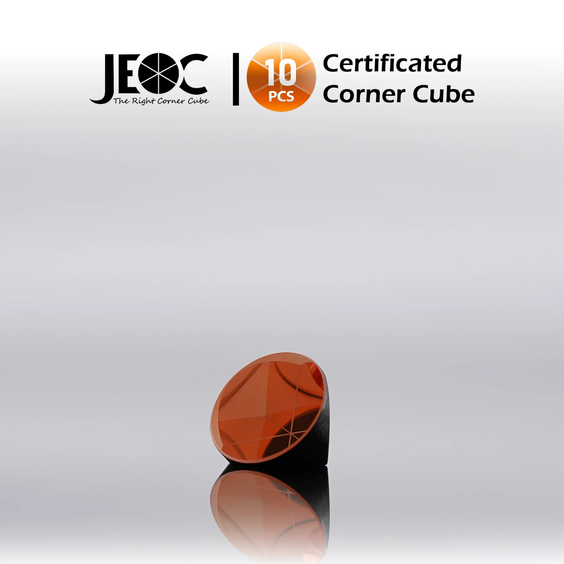 

10pcs JEOC Certificated Corner Cube, 17.8mm (0.7") Diameter, 13.3mm (0.52") Height reflective prism, Copper Coated