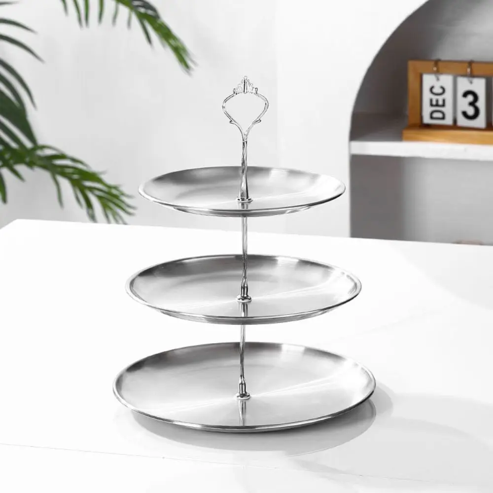 Stainless steel Stainless Steel Fruit Stand Easy to Use Not Easily Deformed Cake Dessert Tray With Handle 2/3 Layer