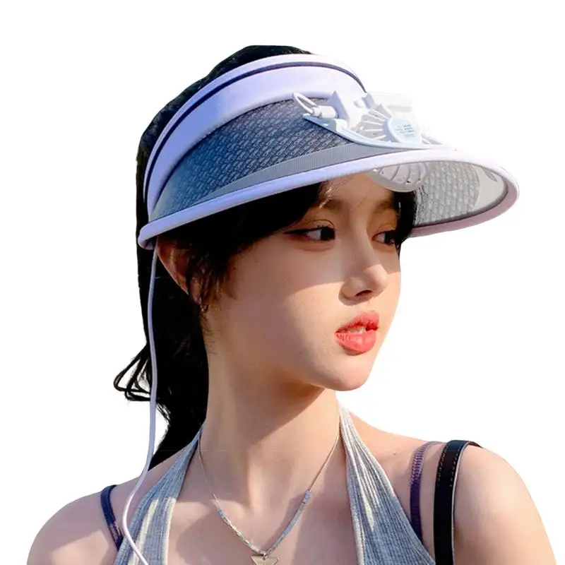 

Outdoor Sun Hat Fishing Hat With USB Rechargeable Fan Empty Top Hat Fan Hat Fishing Hat UPF50 Summer Cap For Beach Camping