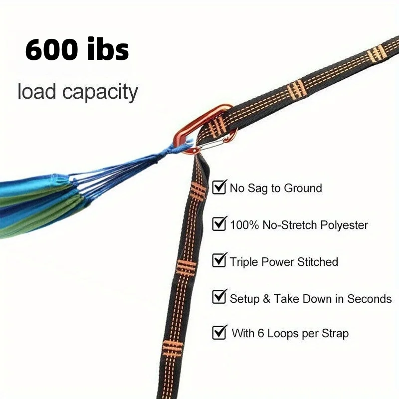 2/4 piece heavy duty climbing buckle and adjustable nylon hammock straps - for hammock straps, outdoor equipment, hammock fittings, sturdy construction, camping gear that can withstand 600 ib view 6