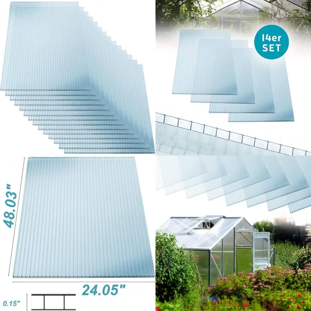 20 عبوة من ألواح الدفيئة المصنوعة من البولي كربونات السميكة مقاس 2 × 4 أقدام - شفافة ومتينة ومقاومة للأشعة فوق البنفسجية