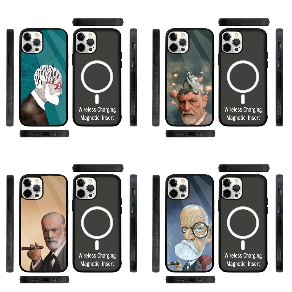 S-Sigmund psychoanalysis Freud Phone Case Strong Magnetic For IPhone 15,14,13,Pro,Max,Plus,11,12 For Magsafe Wireless Charging