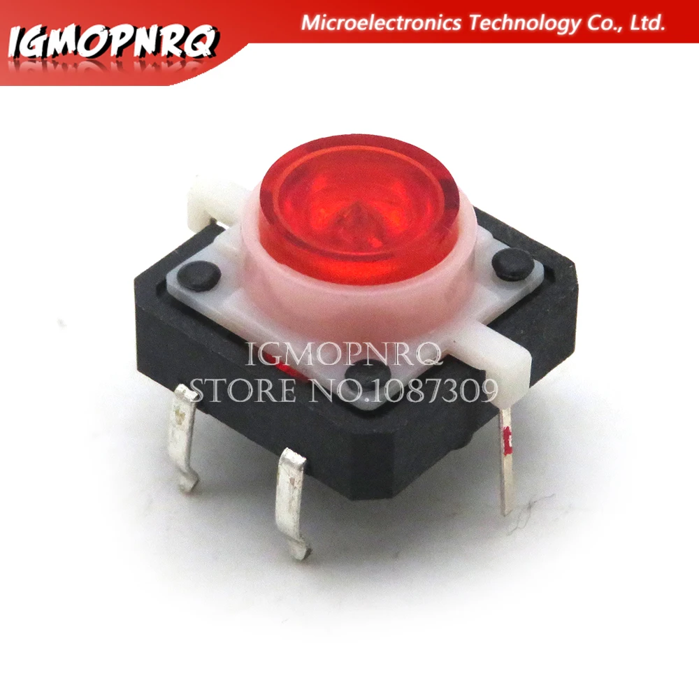 5PCS/lot new 12X12X7.3mm Tactile Push Button Switch Momentary Tact LED 5 Color 12*12*7.3mm 12*12*7.3 Red Green Blue Yellow White