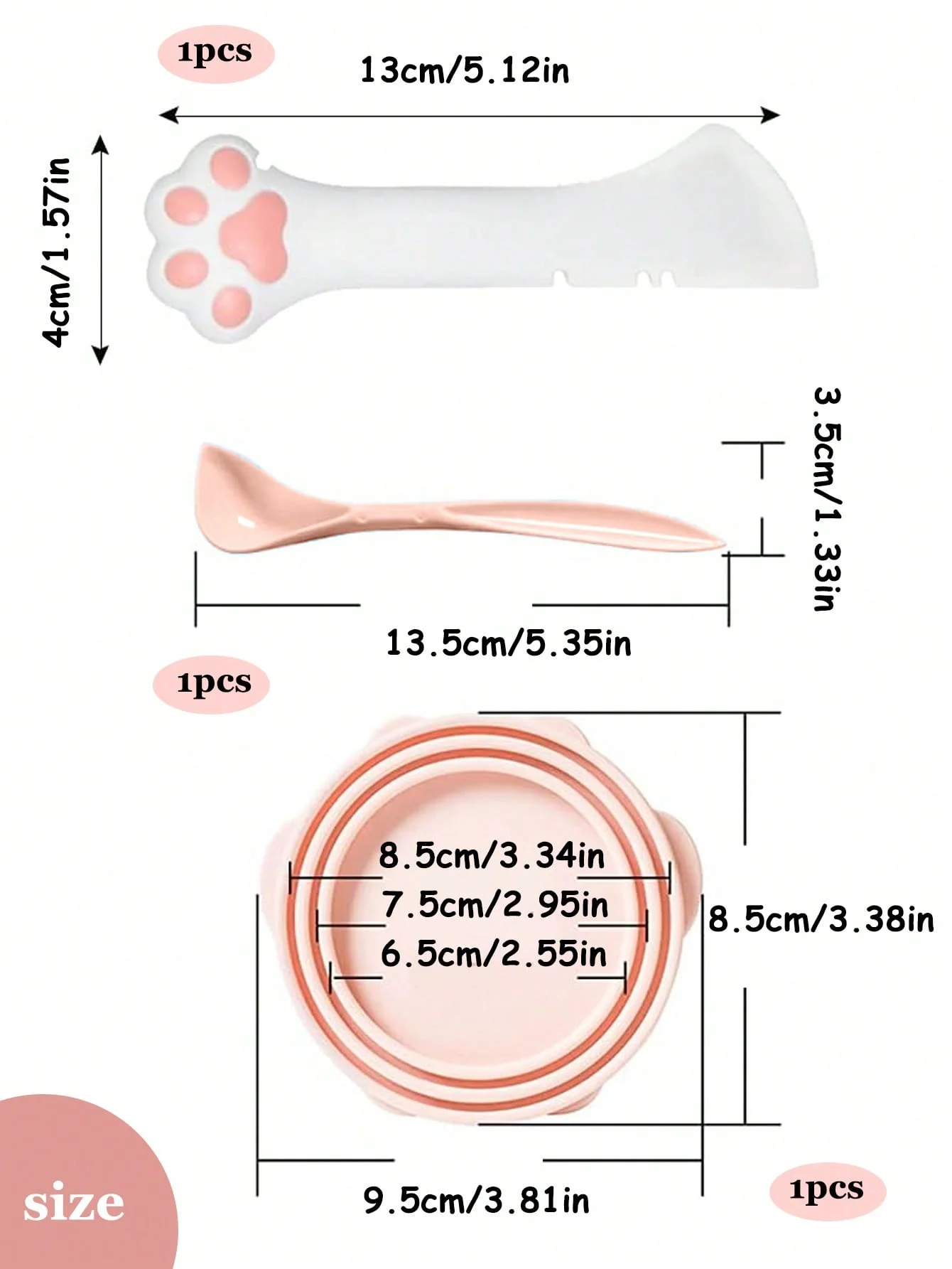 3 Pcs Food Can Supplies Set,Universal Silicone Can Covers Lids，Multifuctional Mini Spatula Pet Can Opener，Silicone Can Spoons