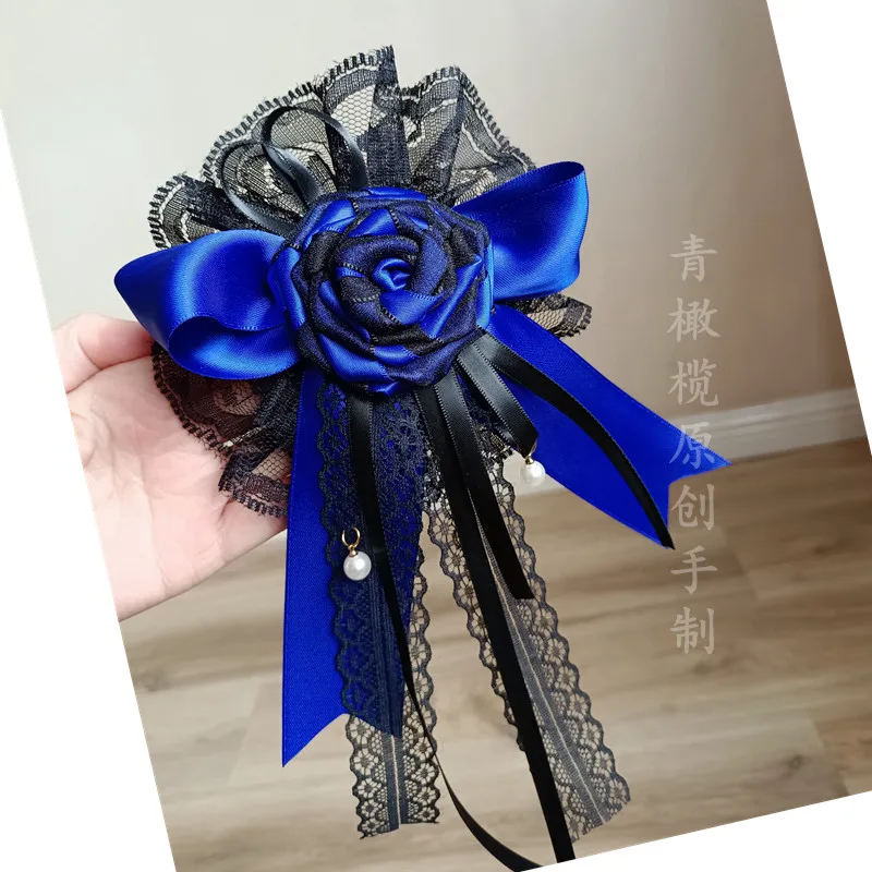 

Blue Rose Lolita Tiara Lolita Flower Pills Dark Goth Hair Accessories Brooch Gorgeous Rim Hat