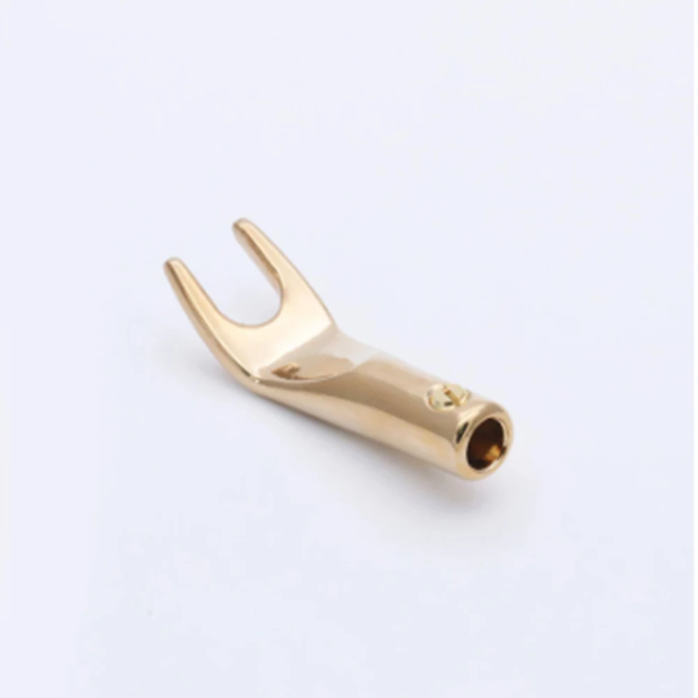 Y Fork Connectors Spade Speaker Gold Plated Cable Terminal Audio Plug for Binding Post Banana Jack Adapter 2pcs