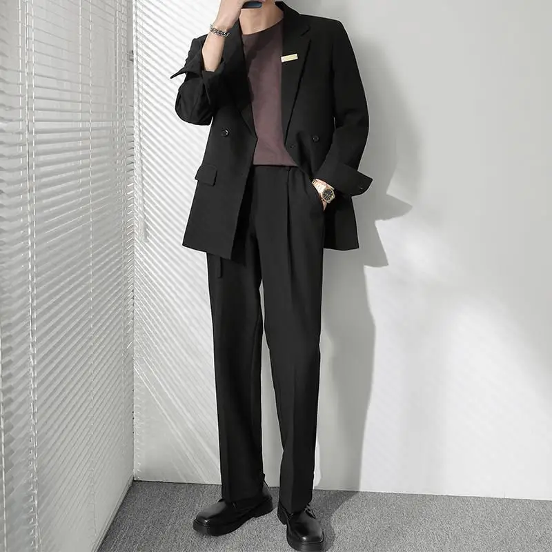 3-A46 Light mature style suit men\'s suit spring and autumn loose net celebrity highmall suit JK street casual jacket