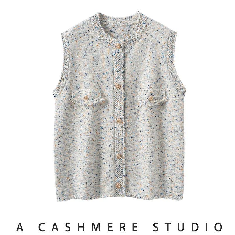 

SoftCash High Quality Women's 100% Cashmere Sweater with Simple Sleeveless Cardigan Vest Autumn Winter Comfortable Knitwear Tops