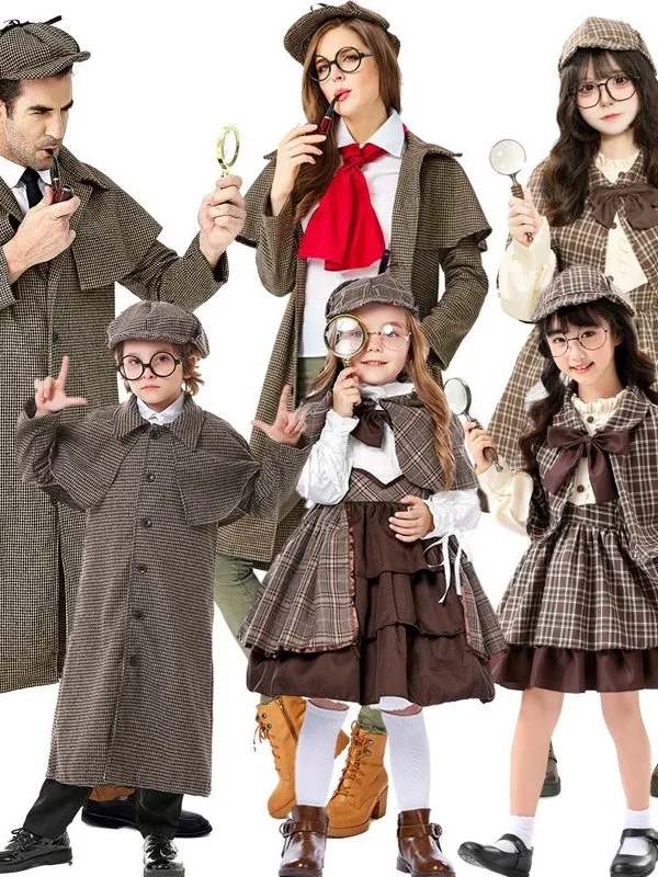 

Хэллоуин erlo Holmes Косплей Костюм для взрослых и детей сценическое представление детективная роль-плайн Fly ow наряд полиэстер...