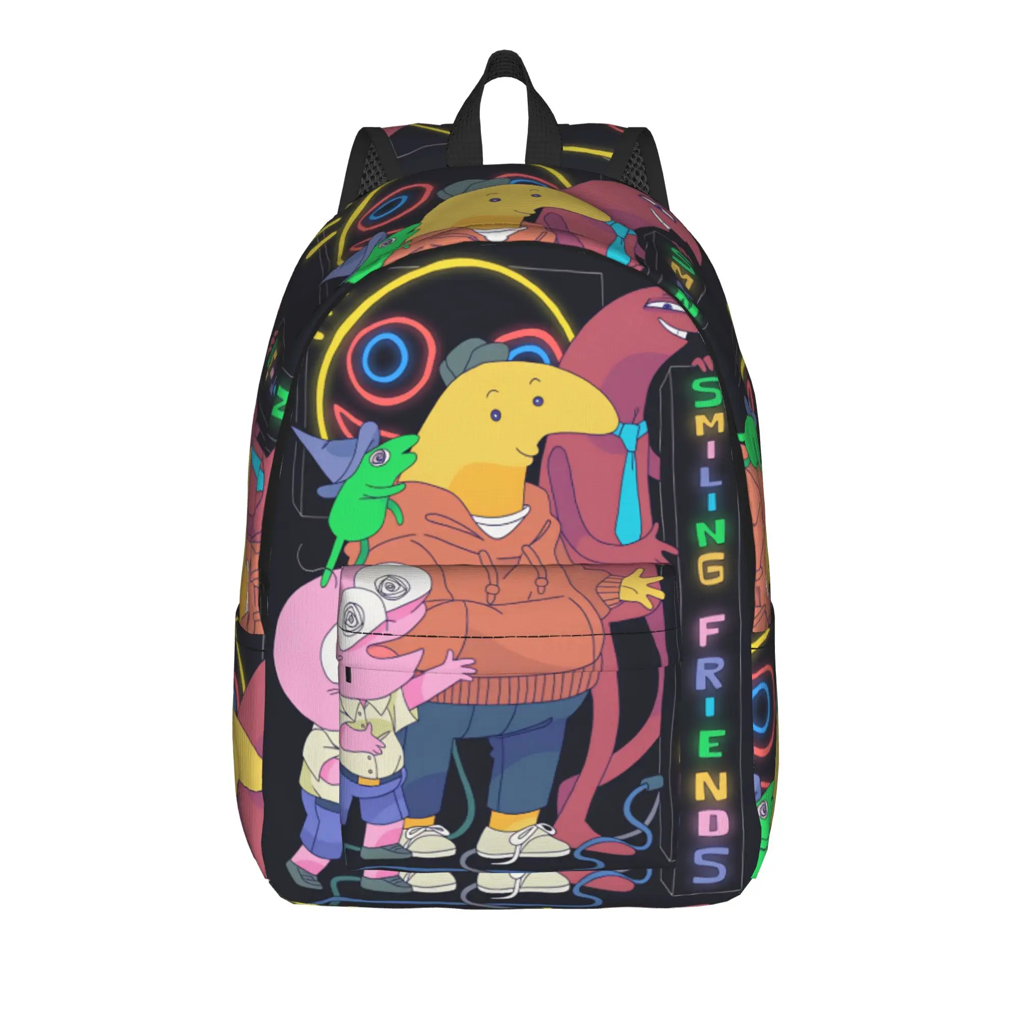 Smiling Friends Pim And Charlie Backpack  Student Unisex Polyester Style Backpacks Breathable Elegant High School Bags Rucksack
