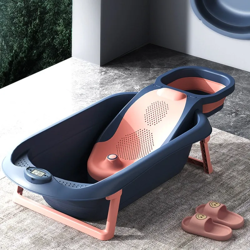 Children Baby Bathtub 0-6 Years Foldable Intelligent Temperature Monitoring Stable Support Bathing Comfort Folding Bath Tub