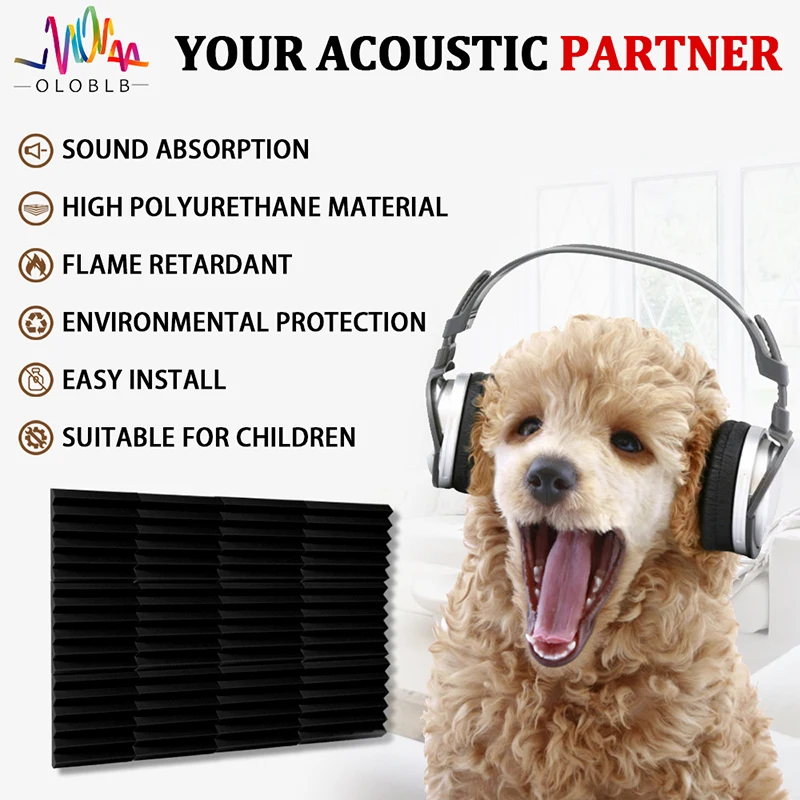 6- 24 Pcs Acoustic Foam Panels Soundproofing Foam Noise Cancelling Home Insulation High Density Studio Sound Absorbing Material