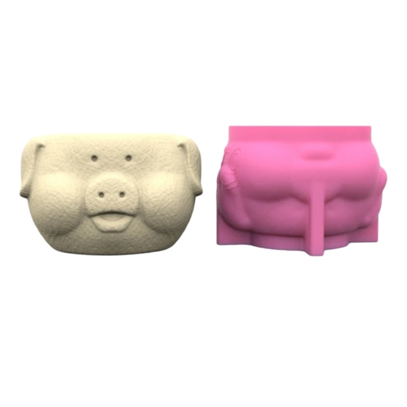 

Silicone Craft Molds 3D Flowerpot Mould Pig Shaped Concrete Moulds DIY Vase Molds Silicone Material for DIY Hand-Making 3XUA