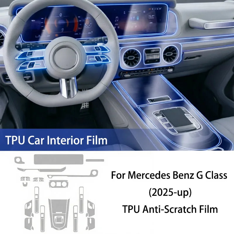 Car Interior Protection Film for Mercedes Benz G Class 2025 Center Control Navigation Transparent Anti-Scratch Sticker TPU Film