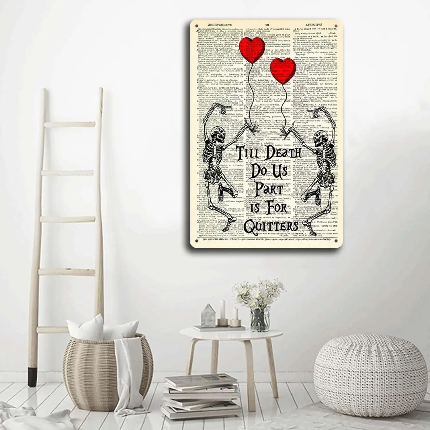 Tin Signs Skeleton Love 'Til Death Do Us Do Part' Is A Quote For Quitters Skeleton Goth Anatomy Wall Decor Metal Signs 8