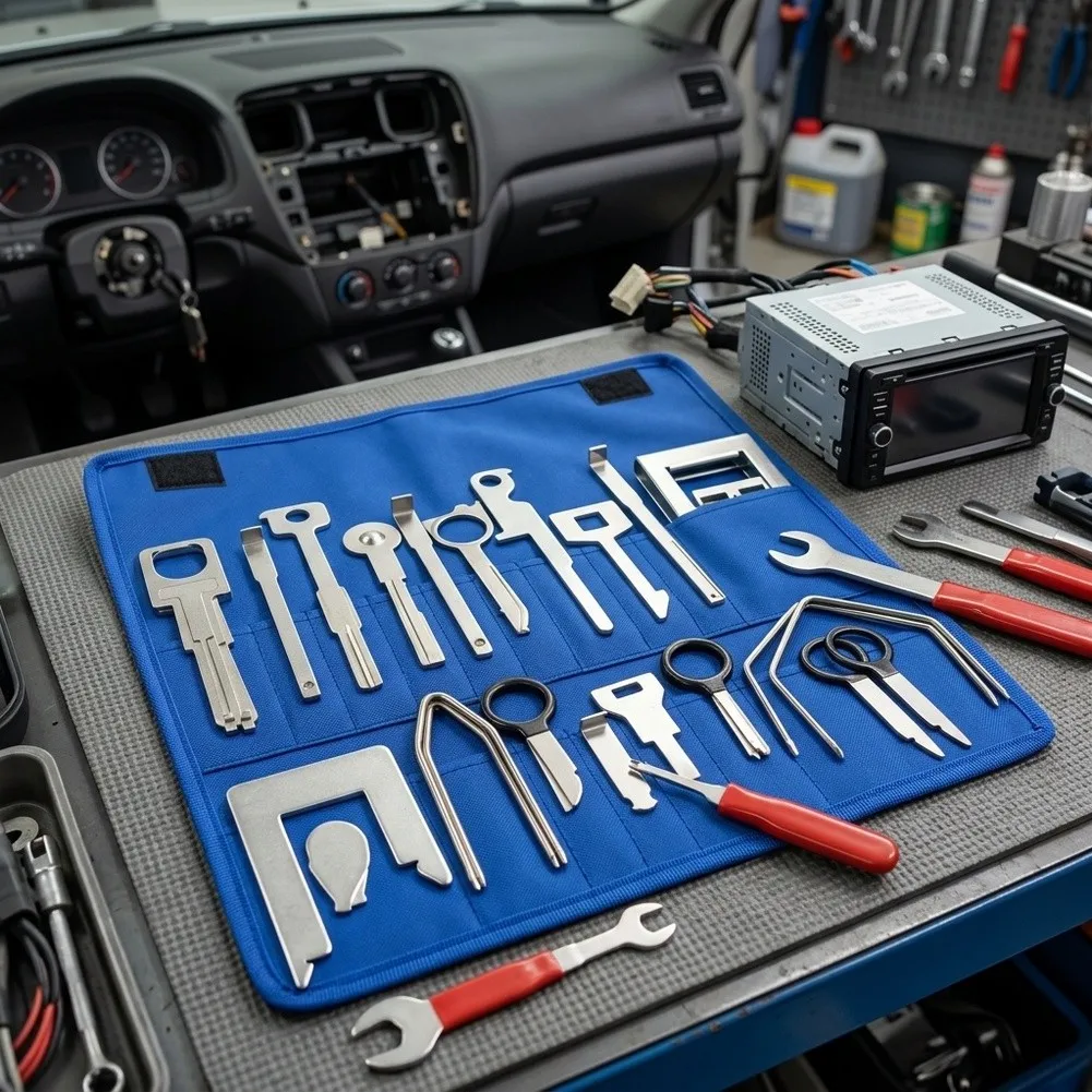 Car Audio Removal Tool Kit 38 Pieces for Removing and Installing Factory and Aftermarket Stereos in Various Vehicles