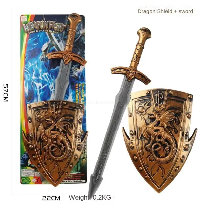 Children Weapon Shield Sword Hand Stage Performance Ancient Costume Acting Props Cosplay Accessories Plastic Safety Toys Gifts