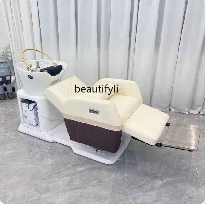 

Hair Salon Head Therapy Bed Multifunctional Spinning Lift Electric Shampoo Chair Lying Half Shampoo Chair