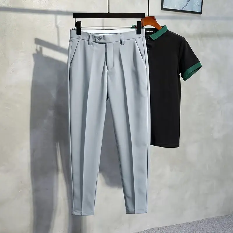 Knöchellange Slim-Fit-Hose für Herren, lässige Anzughose