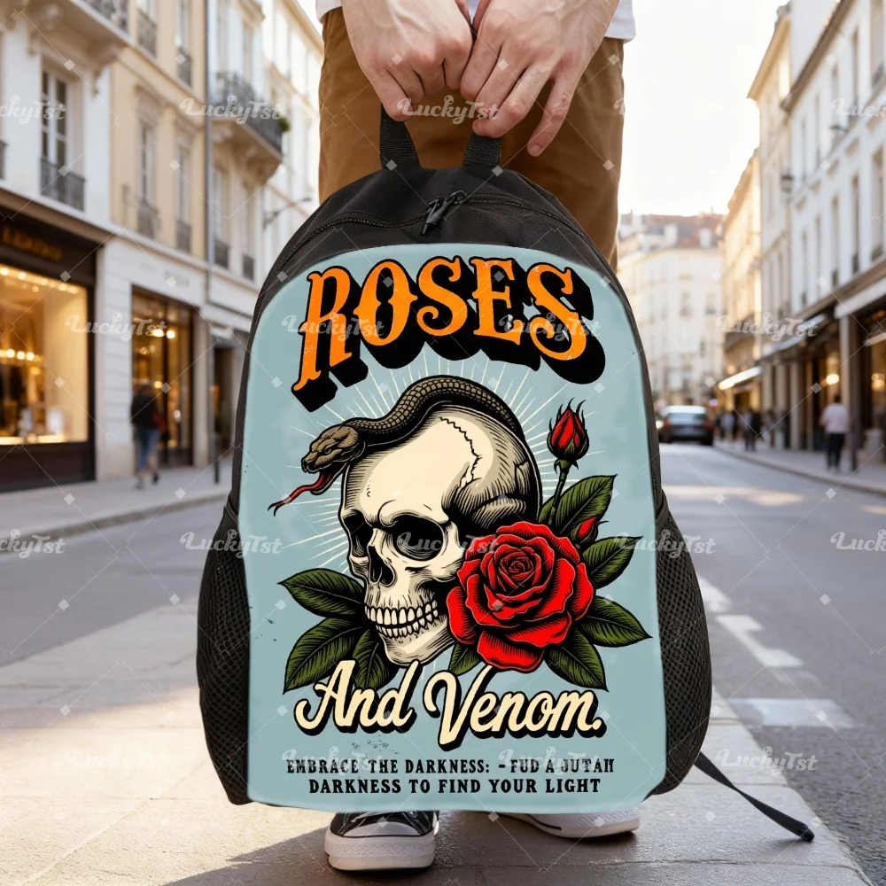 

Vintage Skull Snake Casual Shoulder Bag | Practical and stylish backpack with bright dark patterns and eye-catching