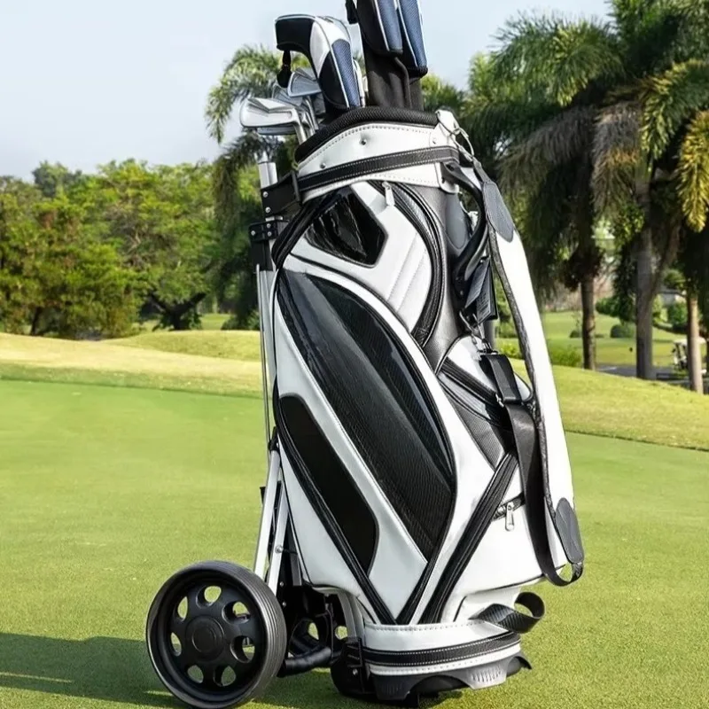 Golf Trolley Aluminum Alloy Two Wheel Build Fold Down To Small Package Convenient Transport For Golfers Carry Equipment On Field
