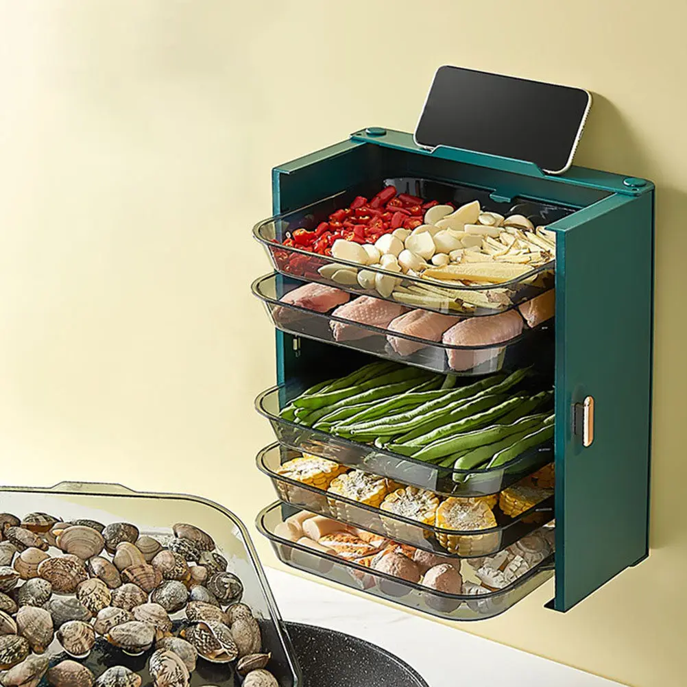 Wall Mounted Kitchen Storage Rack Strong Food Serving Holder Multi Layer Tray Organizer Side Dish Rack for Hot Pot Fruit Plates
