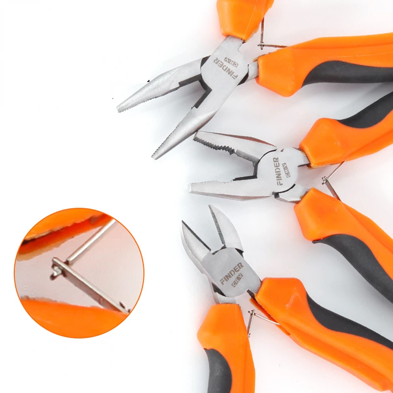 4.5 Inch Jewelry Pliers Mini  Round Nose Cutting Flat Nose Plier Stainless Steel End Cutting Wire Pliers DIY  Making Hand Tools