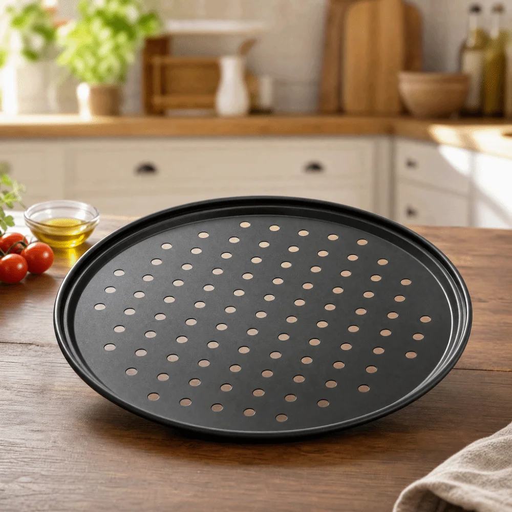 カーボンスチール製穴あきピザパンセット ノンスティック多目的 - Pizza Stone Baking のレビューと価格