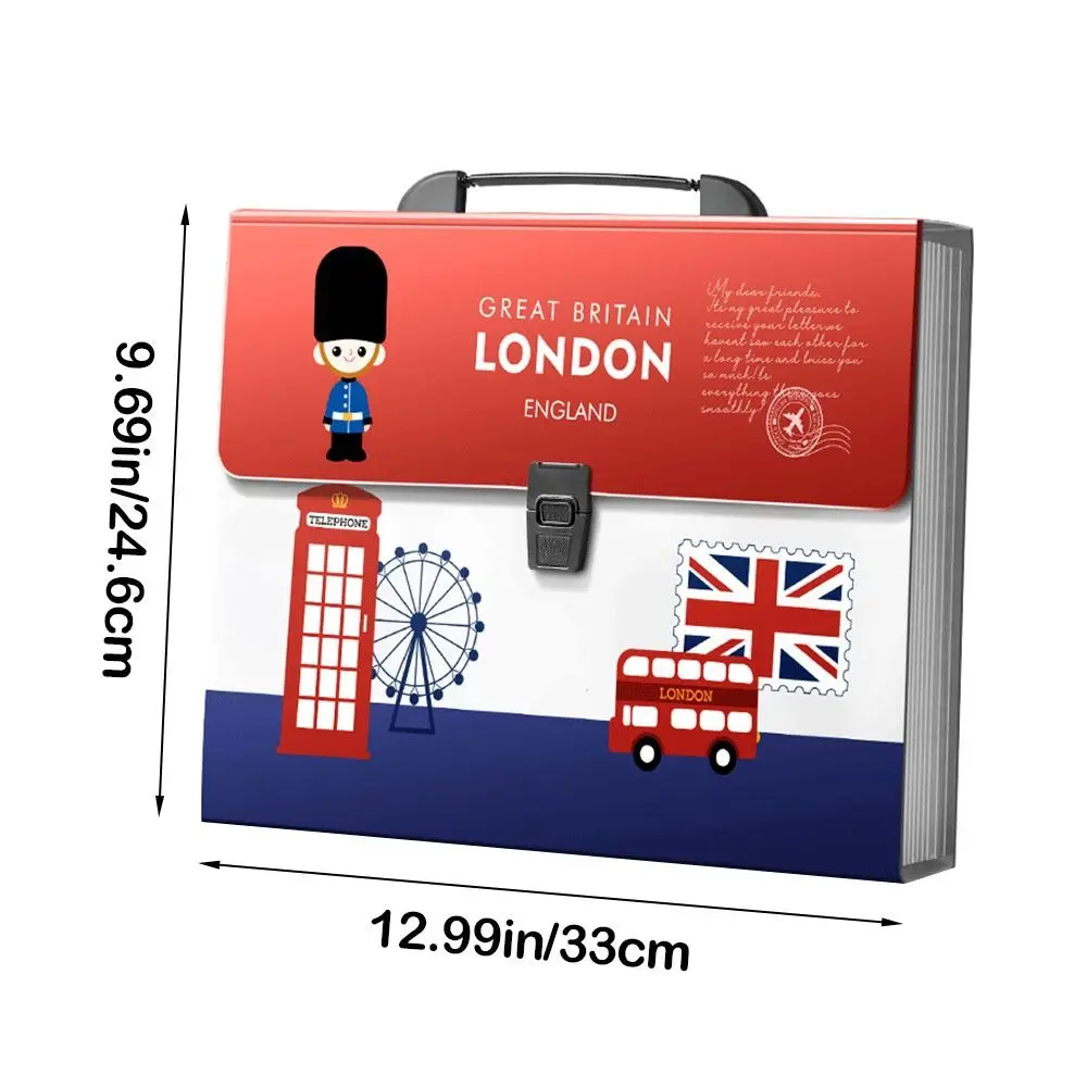 New 13 Layer Expanding Folder Large Capacity Portable Data Sorting Folder British Style Document Organizer Student Use