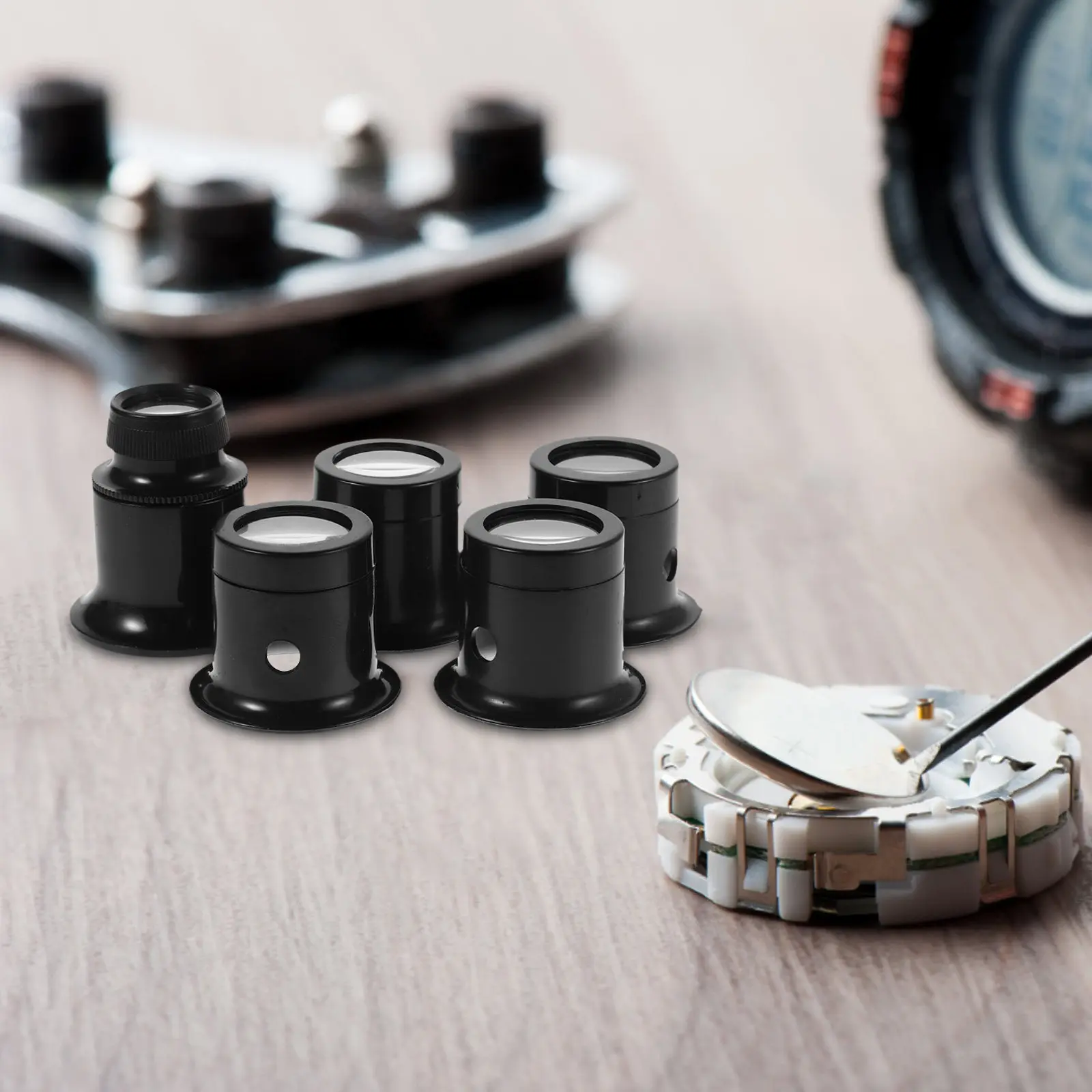 1Set Repair Magnifier Loupe 3X 5X 10X 15X 20X Jeweler Eye Loupe Clipon Watchmaker Magnifying Glasses Portable Watch Repair