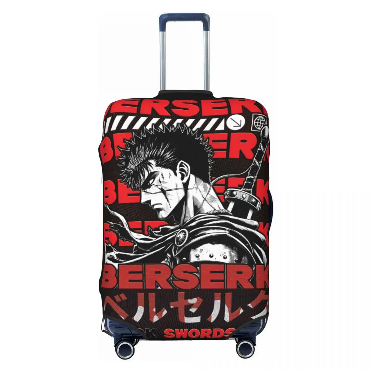 

Чехол для чемодана Custom B-Berserks Travel Luggage Cover, моющийся, в стиле манга, темная фэнтези, черный, в стиле мечника, защитный чехол для чемодана, подходит для чемоданов 18-32 дюйма
