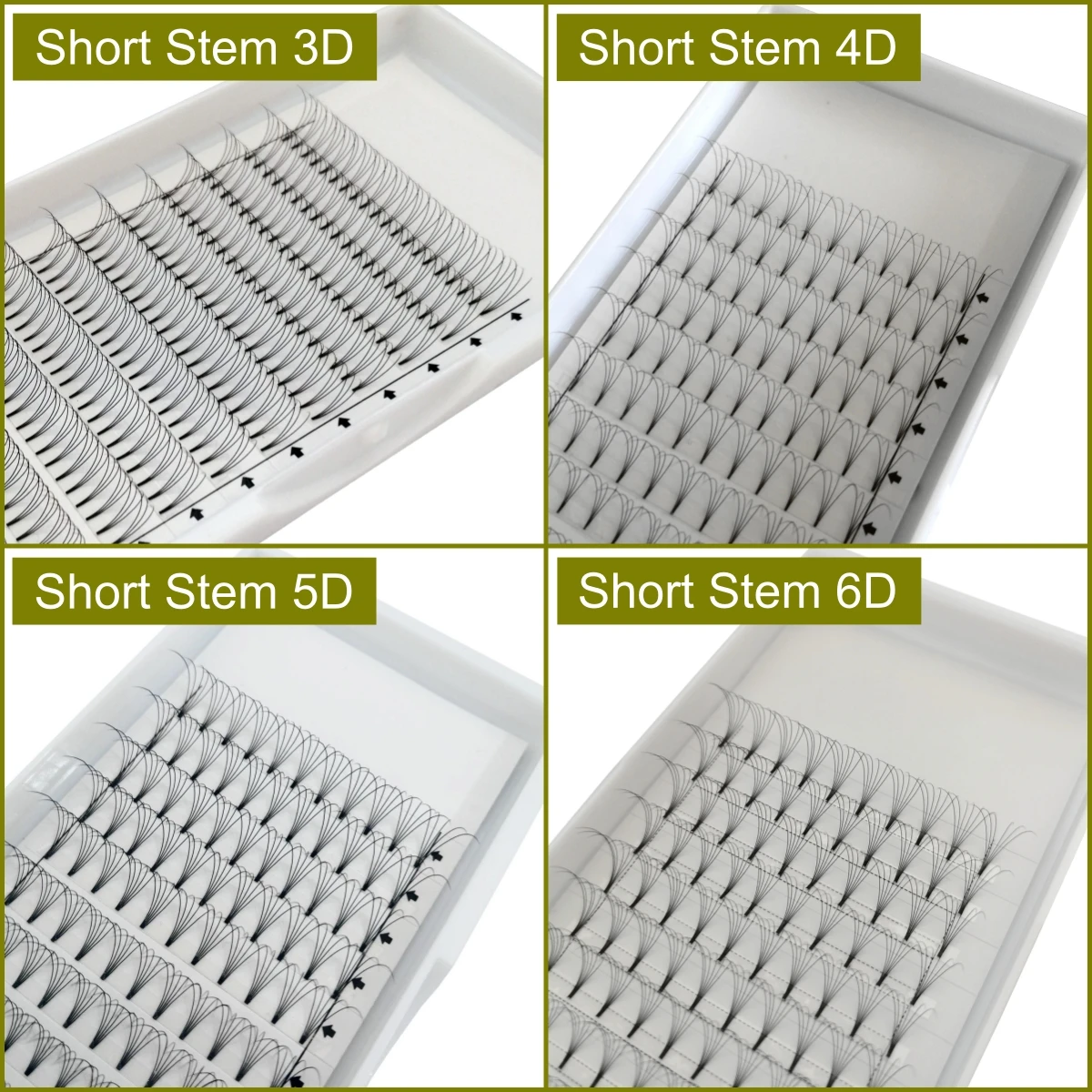 Premade Fans 3D 4D 5D 6D Short Stem Eyelashes 5 Trays/lot 3D Volume Eyelash Extensions Natural Soft Makeup Individual Eye Lashes