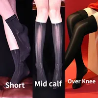 Sexy Women Candy Color Shiny Stockings Vintage Glossy Stocking Tight Shaping Elastic Tights Calf Socks Fashion Party Dance Ootd