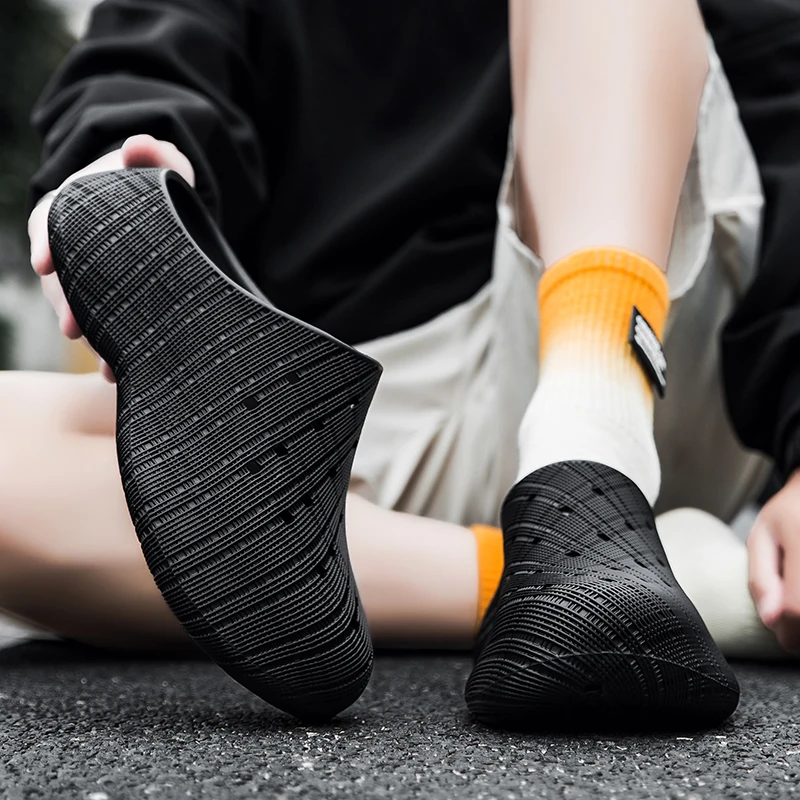 

Light Shock Absorb Men EVA Beach Slippers Waterproof Anti Slip Thick Sole Open Toe Slides Pool Seaside Daily Footwear