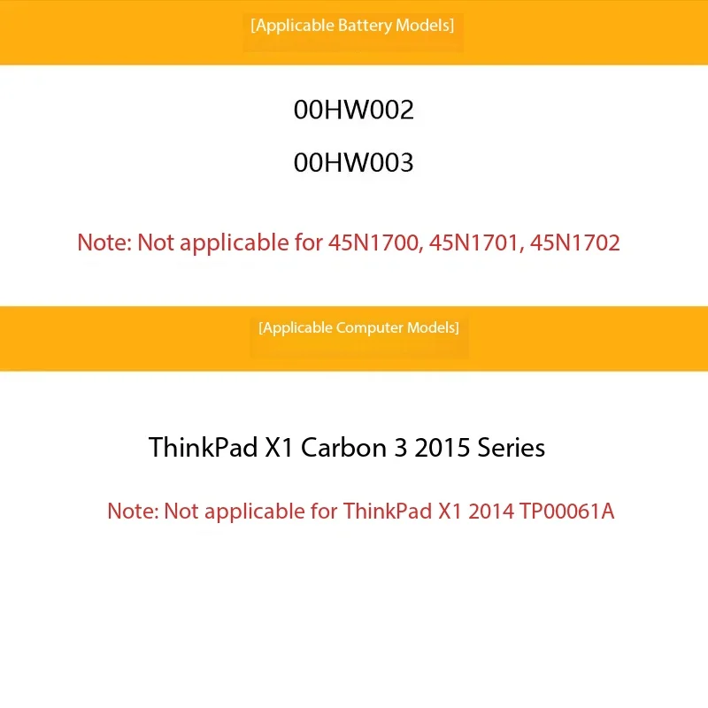 Applicable to Lenovo ThinkPad X1 Carbon 2015 00HW002/003 battery