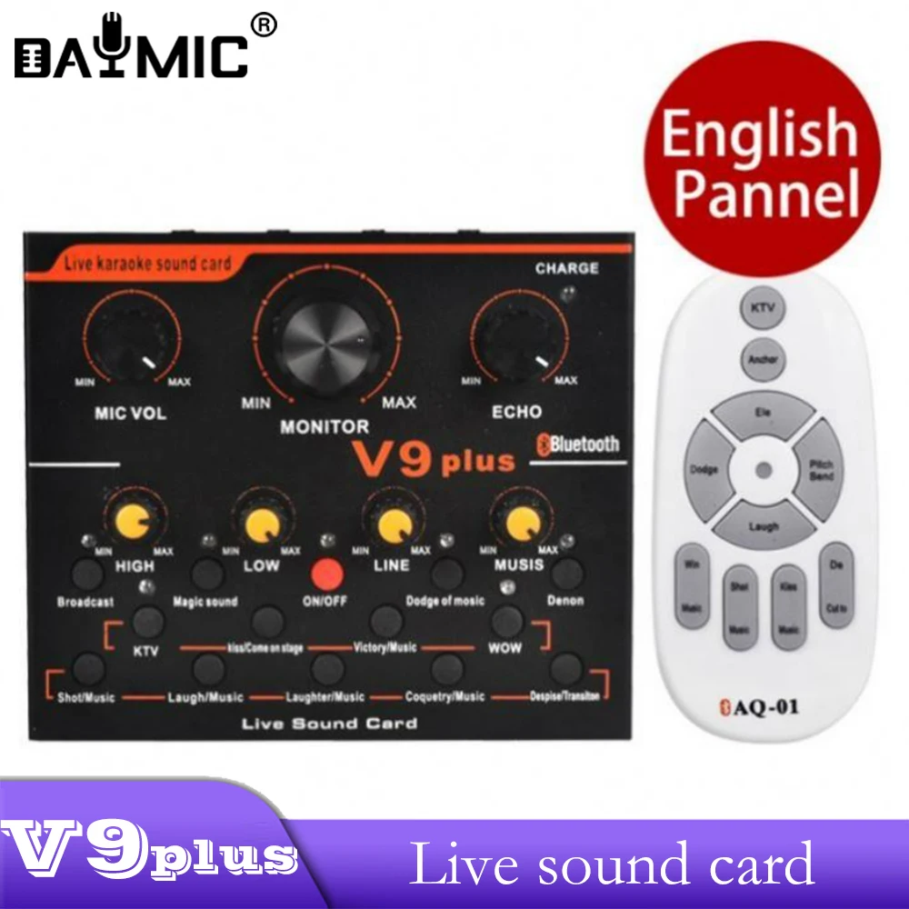 

AOSHEN V9plus Live Podcast Studio Recording Audio Interface Karaoke Live Stream Broadcast Usb Sound Card External