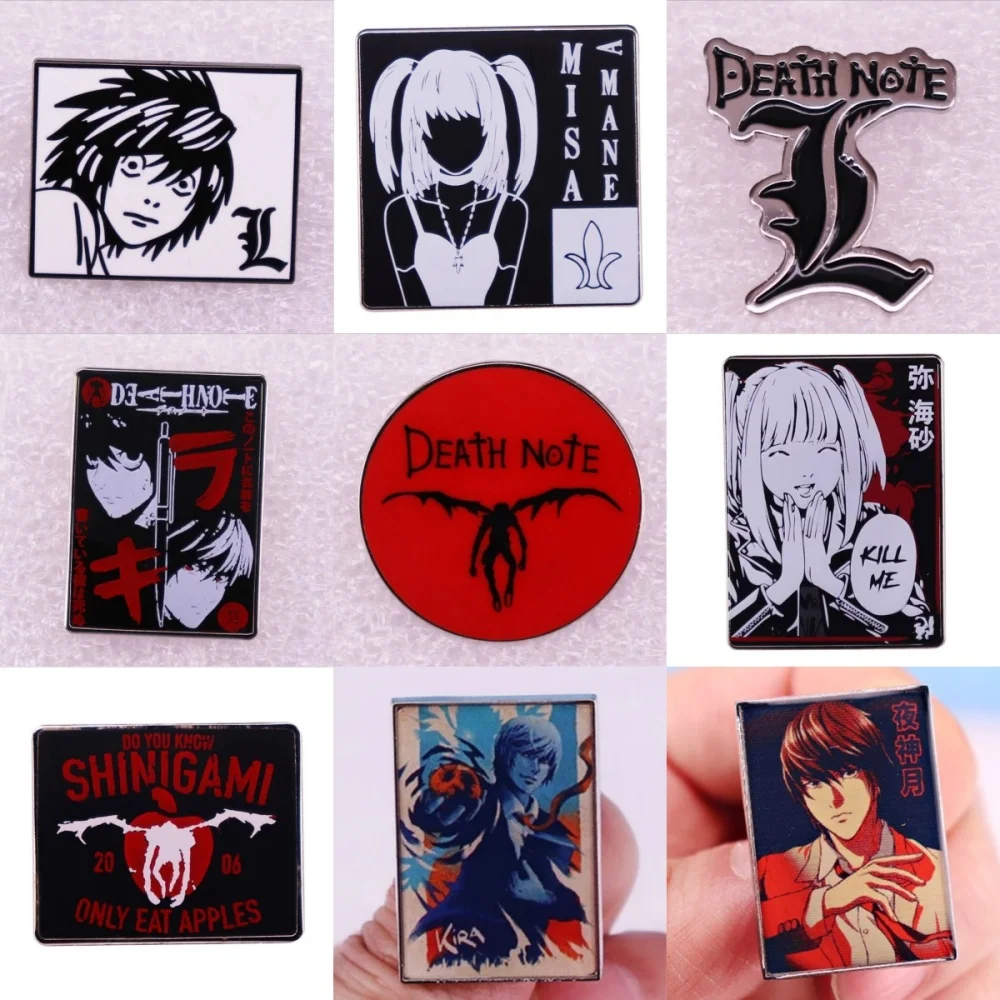 Insignia de solapa Death Note, razonamiento suspendido, broche de Manga de Anime, accesorio de joyería