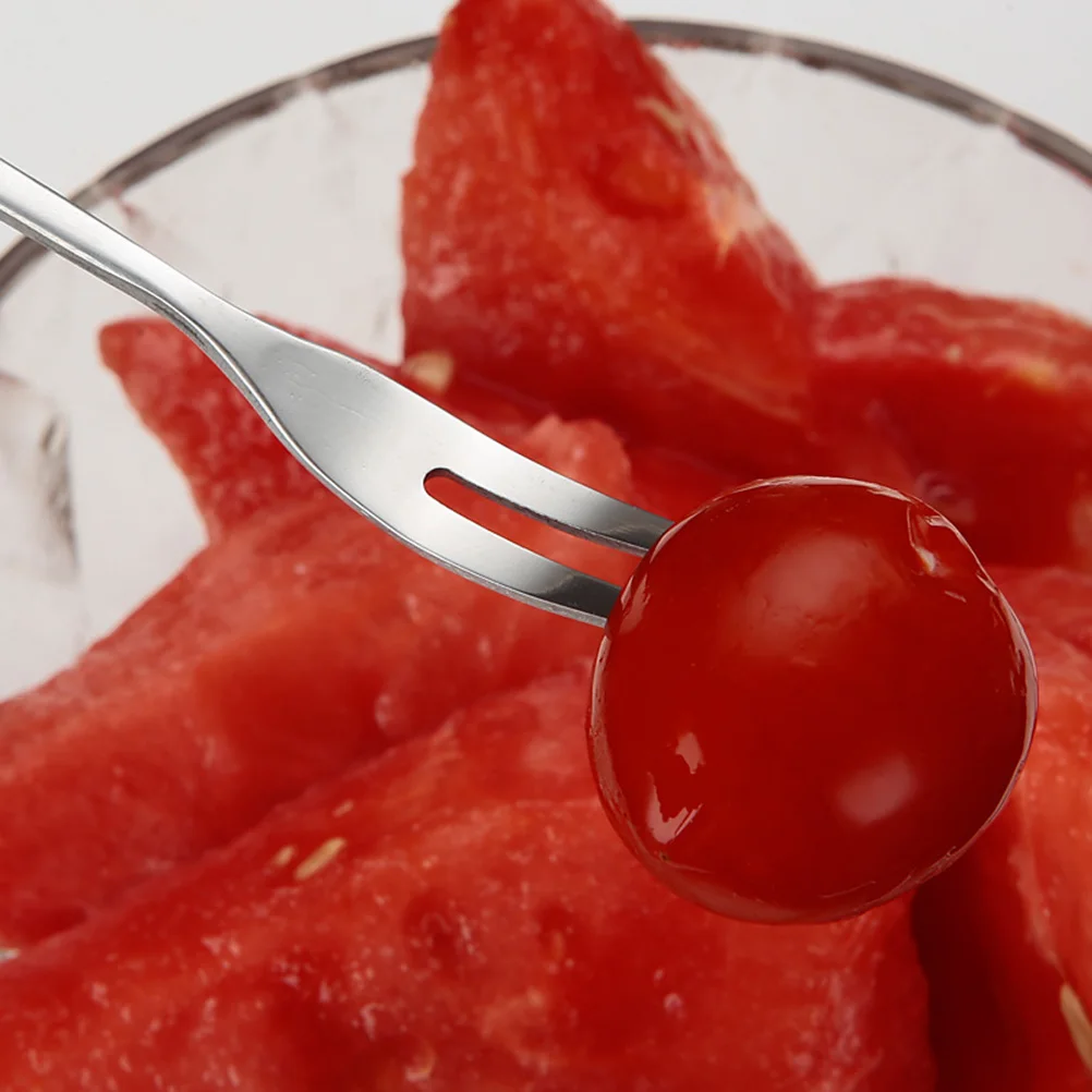 

10 Pcs Fruit Forks Stainless Steel Party Picks Reusable Salad Dessert Fondue Sticks European Style Home Bar Cafe Wedding