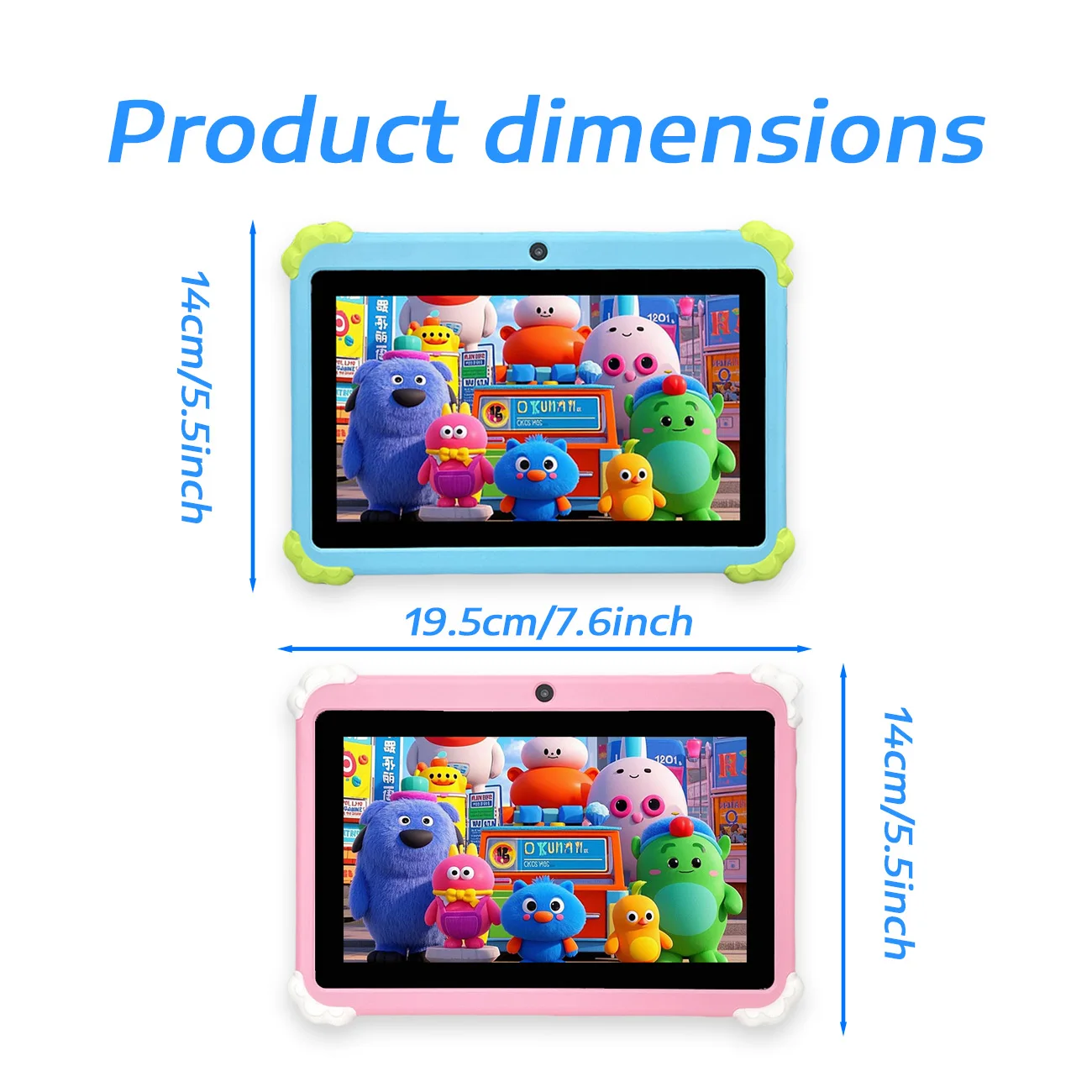 Kids Tablet 7Inch Android 12WiFi Bluetooth Expandable Storage Children Tablet with Parent Control,dual cameras,Children's Gift
