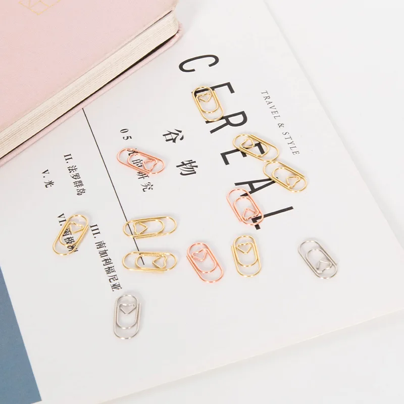 30Pcs Kleine Papier Clips Liefde Hart Paperclips Rvs In Blik Papier Clips Houder Kantoor School Home Desk Organizer