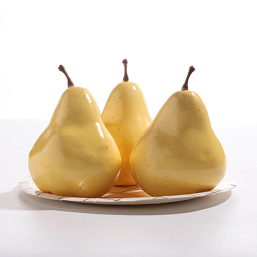 6pcs Artificial Pears Lifelike Fake Fruit Home Party Decoration Kitchen Realistic Display Food Supermarket Photography Props