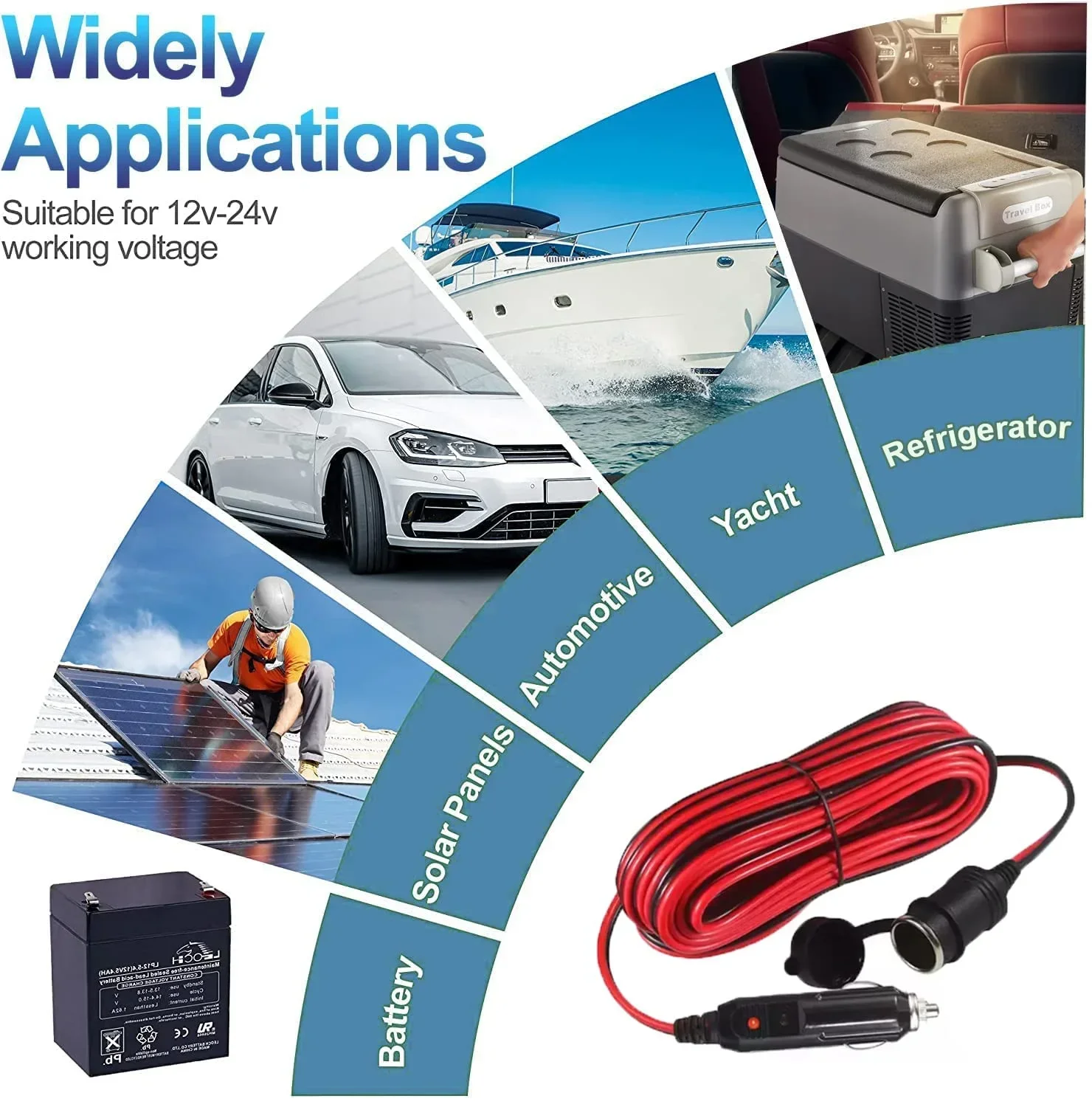 Car Cigarette Lighter Extension Cord Car Splitter Charger Cable Socket Plug 12V 24V Auto Accessories With 15A Fuse