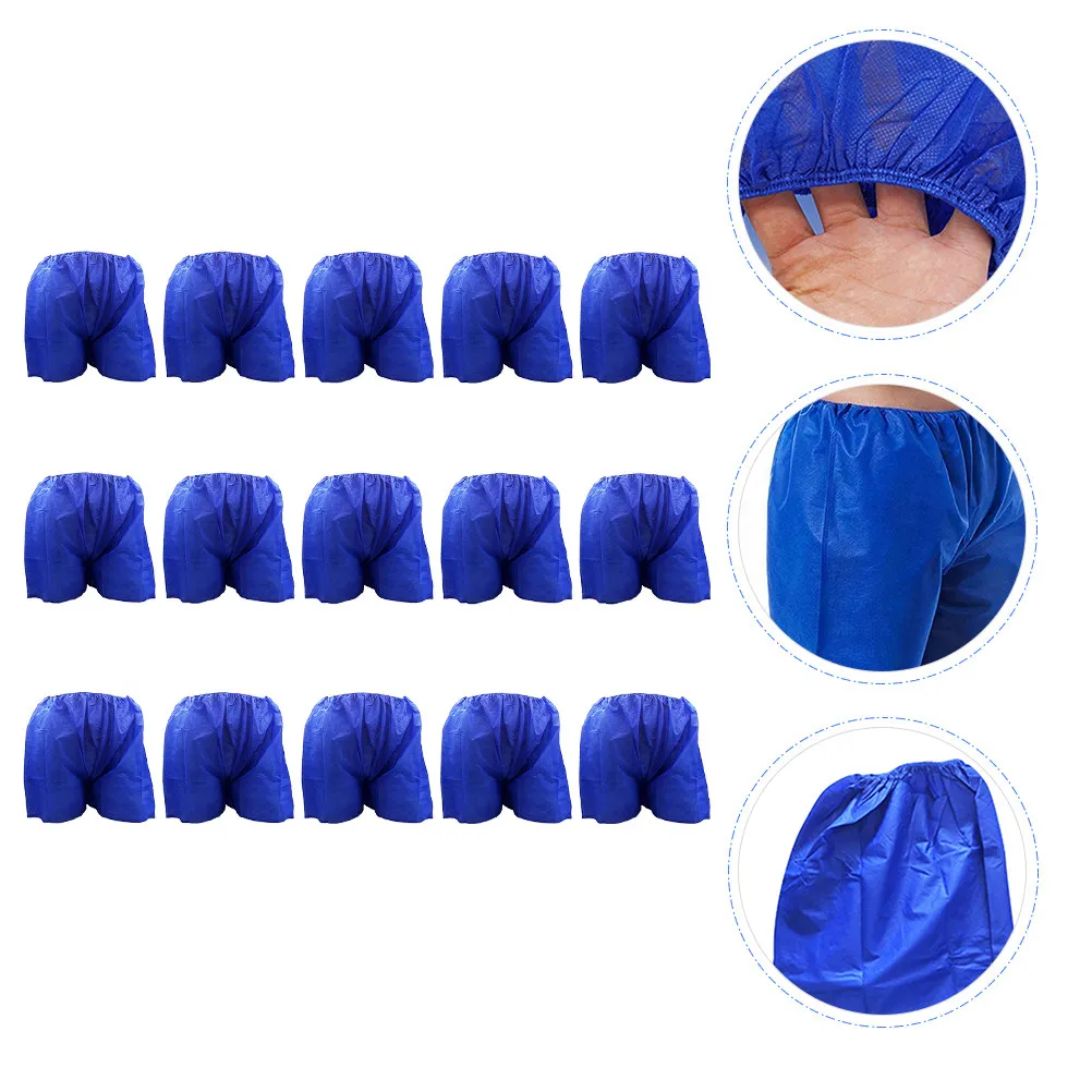 15 pièces de sous-vêtements de sauna jetables pour hommes, bleus, confortables, en tissu non tissé, avec taille élastique, pour utilisation en spa et massage.