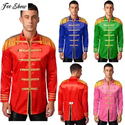 Men Halloween SGT Sergeant Pepper Costume Military Drummer Parade Jacket Marching Band Rock Coat Stage Performance