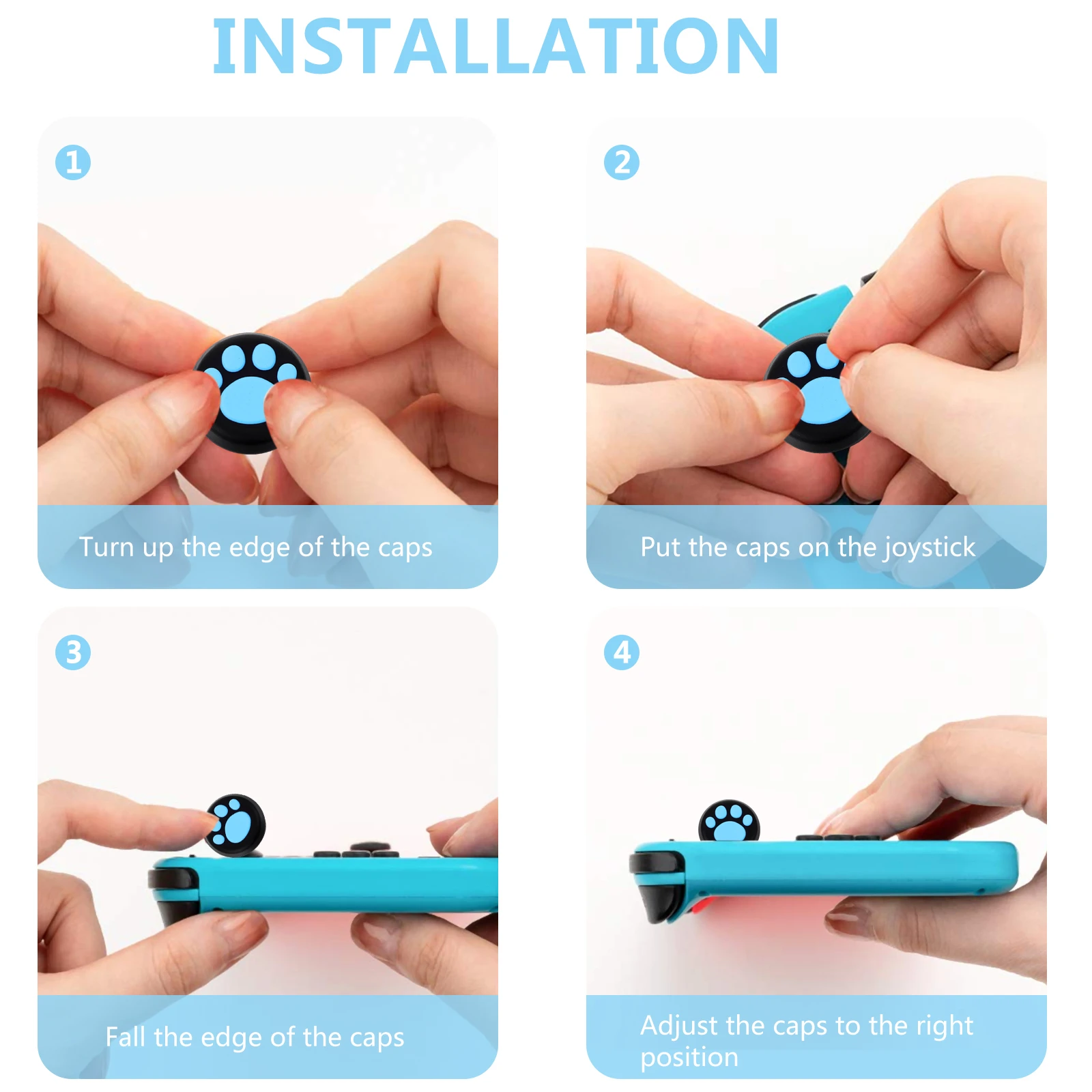 

16pcs Silicone Joystick Caps Anti-Slip Wear-Resistant Cat Claw Design Unique Game-Pad Protection Covers For Gaming Handhelds