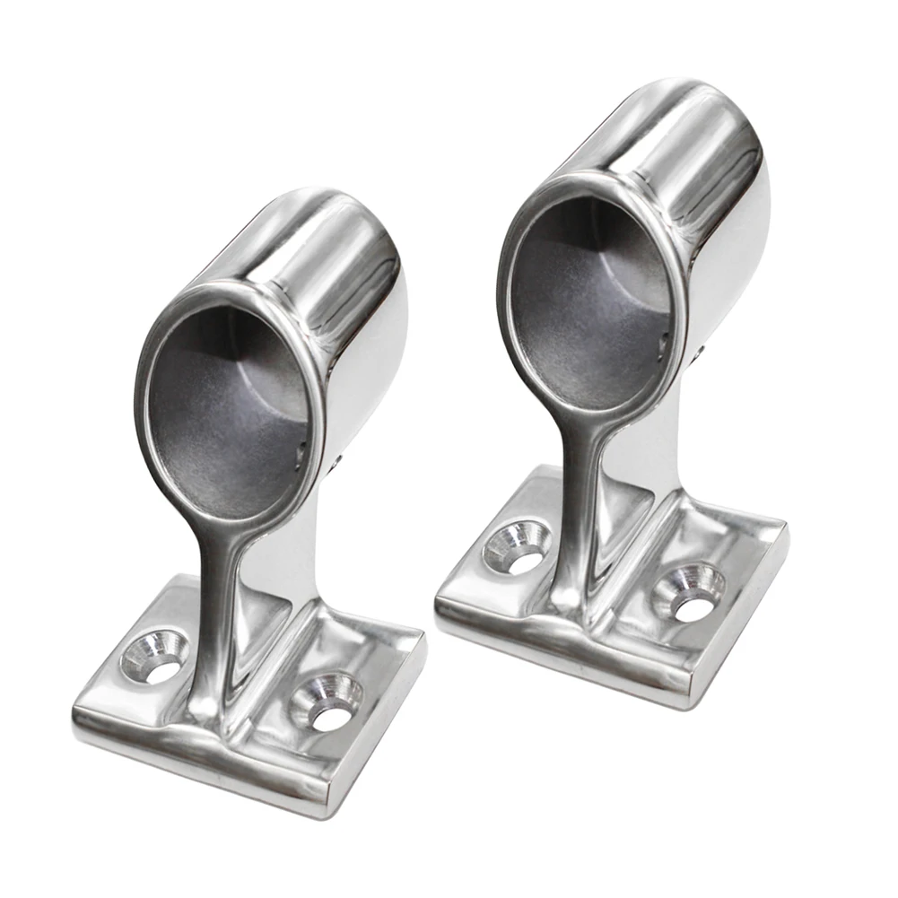 

2Pcs Silver Marine Boat 7/8" 22mm 60 Degree Front Base Stanchion Hand Rail Fitting 316 Stainless Steel